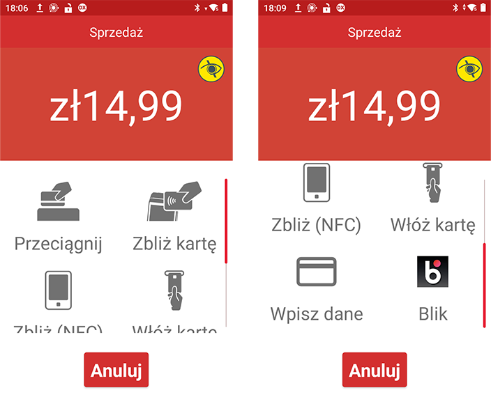 Ekran wybierz metodę płatnosci