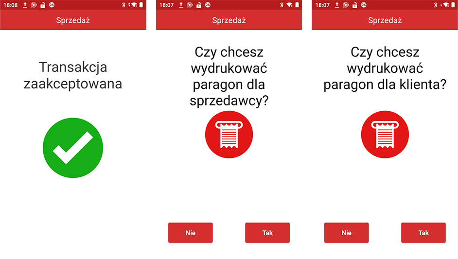 Ekran z potwierdzeniem sprzedaży