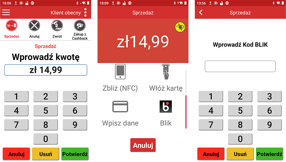 Sprzedaż blik z użyciem terminala