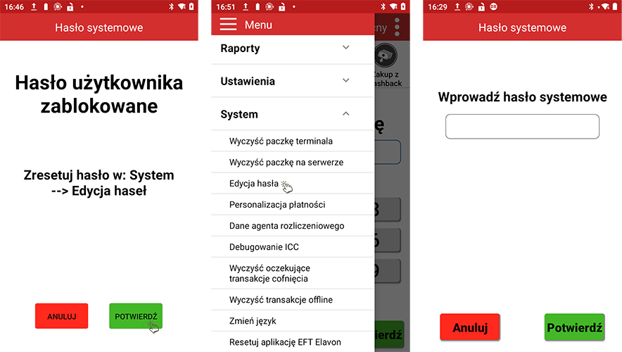 Instrukcja zmiany hasla w terminalu