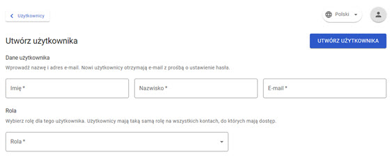 widok ustawień utworzenia nowego użytkownika w panelu akceptanta Elavon